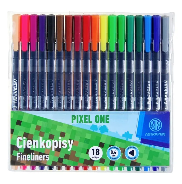 Cienkopisy trójkątne 0.4mm 18 kolorów Pixele Astra