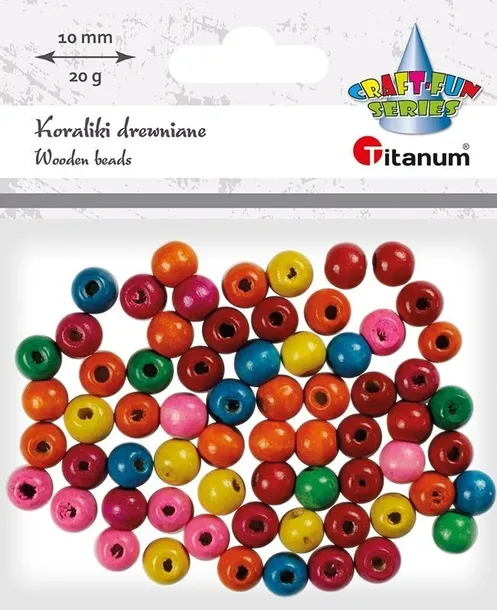 Koraliki drewniane kolorowe okrągłe 10mm 20g