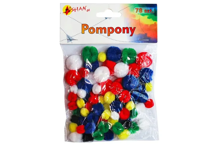 Pompony akrylowe mix kolorów 78 szt Shan SP21