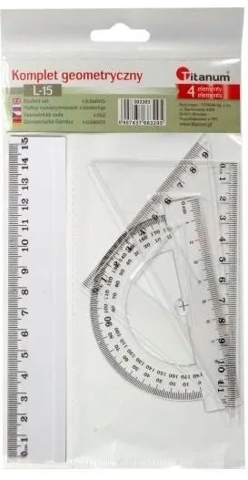 Zestaw 4-el linijka kątomierz 2x ekierka 15 cm
