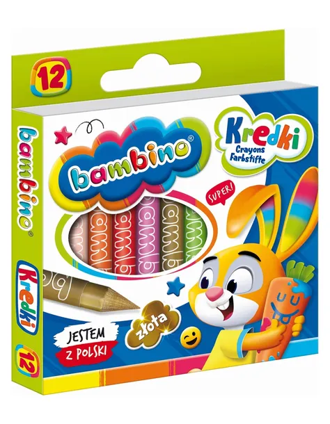 BAMBINO KREDKI MIĘKKIE ŚWIECOWE 12 kolorów