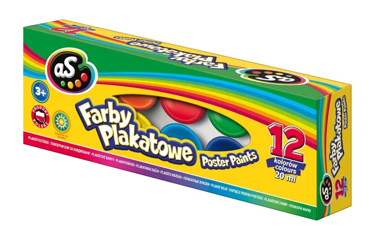 AS ŚWIEŻE FARBY SZKOLNE PLAKATOWE 12 kolorów