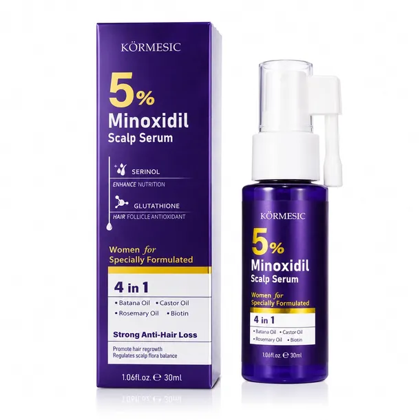 KORMESIC Minoxidil 5% Serum na Porost Włosów 30ml Przeciw Wypadaniu Włosów 4w1