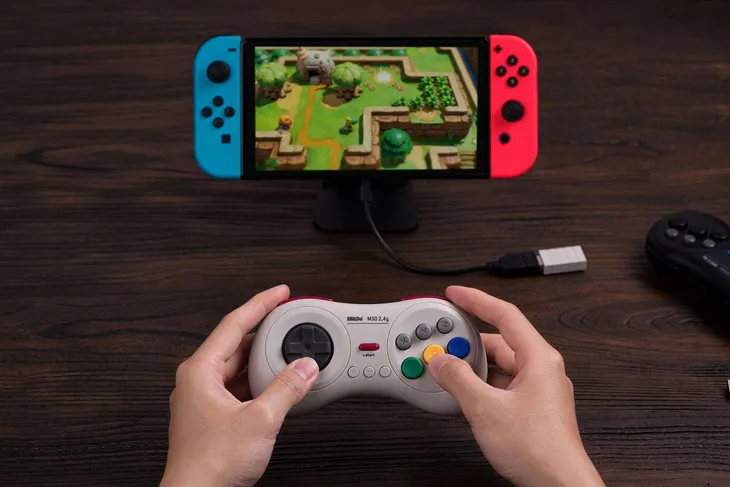 8bitdo-m30-2-4g-white-pad-sega-mega-drive-mini-switch-rpi-typ-pad