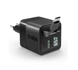 ladowarka-sieciowa-sbs-wall-gan-65w-lcd-usb-usb-c-kabel-usb-c