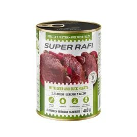super-rafi-mokra-karma-dla-psa-z-jeleniem-i-sercami-z-kaczki-400g
