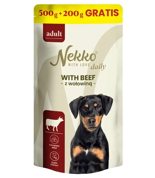 Mokra Karma dla psa saszetka Nekko Daily Wołowina 500g + 200g Gratis