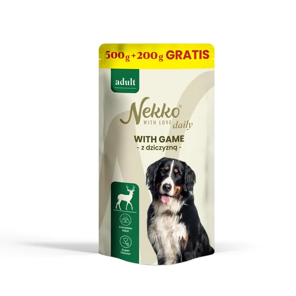 Mokra Karma dla psa saszetka Nekko Daily Dziczyzna 500g + 200g Gratis