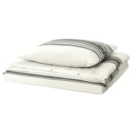 ikea-jattefraken-komplet-poscieli-bialy-ciemnoszary-150x200-50x60-cm