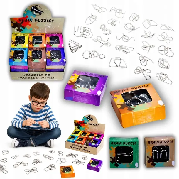Metalowa Łamigłówka Logiczna Brain Puzzle Kolorowe Dla Dzieci Mini For Kids
