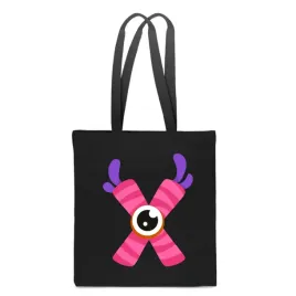 eko-torba-bawelna-czarna-dziecieca-z-litera-x-imie-dziecka-monster-tt-519