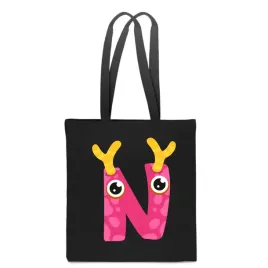 eko-torba-bawelna-czarna-dziecieca-z-litera-n-imie-dziecka-monster-tt-508