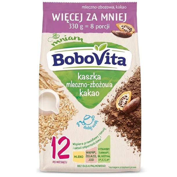 Bobovita Kaszka Mleczno Zbożowa Kakao XL Dla Dzieci Po 12 Miesiącu 330g