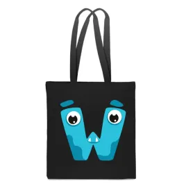 eko-torba-bawelna-czarna-dziecieca-z-litera-w-imie-dziecka-monster-tt-518
