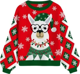 swiateczny-sweter-damski-dzianinowy-wzor-renifer-platki-sniegu-czerwony-l
