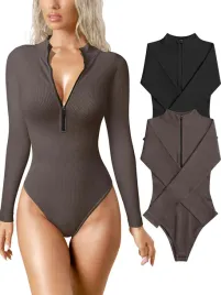 damskie-body-prazkowane-zamek-dlugi-rekaw-zestaw-2-wygodne-czarne-i-brazowe