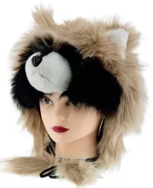 zabawna-ciepla-zimowa-czapka-kobieca-z-futerkiem-mordka-mis-pompony-kawowa
