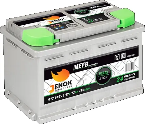AKUMULATOR 12V JENOX EFB 72AH 720A P+ GWARANCJA 3 LATA-2026 RADOM
