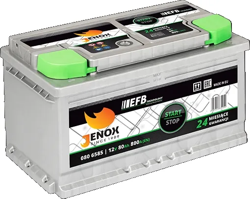 AKUMULATOR 12V JENOX EFB 80AH 800A P+ GWARANCJA 3 LATA-2026 RADOM