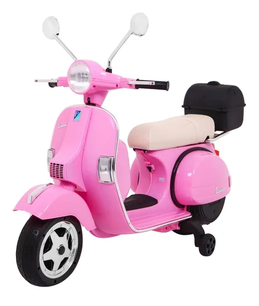 Motor na akumulator Skuter Vespa dla dzieci Kółka pomocnicze Ekoskóra
