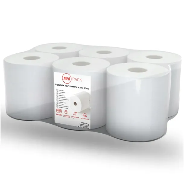 Ręcznik Papierowy Maxi 100m Aro-Pack 6 Rolek 2w Ręczniki Papierowe Celuloza