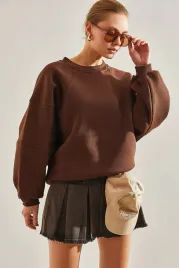 bluza-damska-z-bufianymi-rekawami-bez-kaptura-brazowa-s-5ga