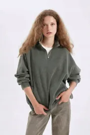 defacto-bluza-damska-z-zamkiem-i-stojka-w-kolorze-zielonym-xl-5ga