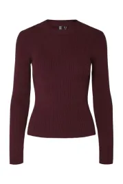 pieces-bordowa-dopasowana-bluza-damska-z-dlugim-rekawem-bez-kaptura-m-5ga