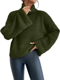 shein-zielony-sweter-damski-warkocz-golf-luzny-do-bioder-40-42-1jb