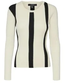 vero-moda-dopasowany-sweter-z-dzianiny-w-paski-bezowo-czarny-l-j5e