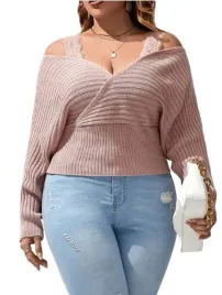 shein-sweter-plus-size-rozowy-z-koronka-46-lsh