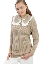 trendyol-sweter-damski-bezowy-z-kolnierzykiem-i-falbana-m-5ea