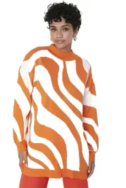 trendyol-sweter-damski-pomaranczowo-bialy-wzor-lejacy-dekolt-m-5ea