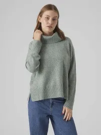 vero-moda-zielony-golf-klasyczny-luzny-sweter-melanz-m-6fa