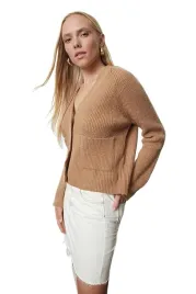 trendyol-sweter-damski-kardigan-z-kieszenia-bezowy-do-bioder-m-5ea