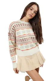 trendyol-sweter-damski-wzorzysty-z-okraglym-dekoltem-do-bioder-l-5ea