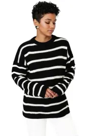 trendyol-czarny-sweter-damski-w-biale-paski-z-dlugim-rekawem-l-5ea