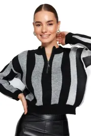 trendyol-sweter-damski-czarno-szary-w-paski-z-zamkiem-m-5ea
