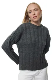 trendyol-sweter-damski-ciemnoszary-prazkowany-z-dlugim-rekawem-m-5ea