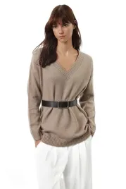 trendyol-sweter-damski-bezowy-z-dekoltem-v-i-dlugim-rekawem-m-5ea