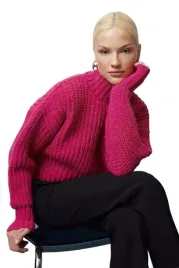 trendyol-sweter-damski-rozowy-golf-gruby-sznurkowany-wzor-m-5ea