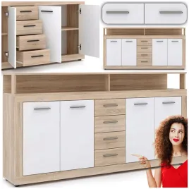 komoda-z-szufladami-duza-do-salonu-przedpokoju-dab-sonoma-biala-blago-190cm