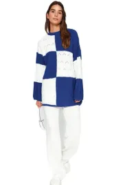 trendyol-sweter-damski-niebiesko-bialy-wzor-prosty-dlugi-rekaw-m-5ea