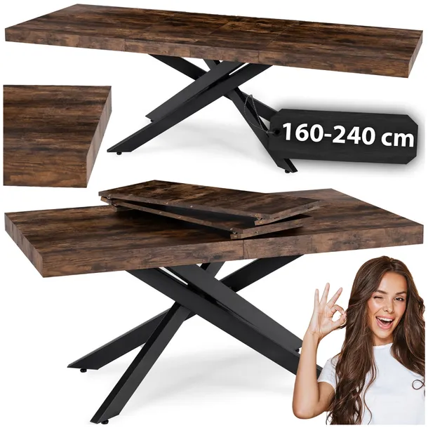 Stół Rozkładany Kuchenny Do Jadalni Salonu Dąb Rustykalny HAMPTON 160-240cm