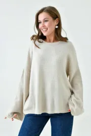 luzny-bezowy-sweter-damski-z-okraglym-dekoltem-100percent-akryl-36-38-5ga