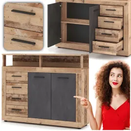 komoda-z-szufladami-do-salonu-przedpokoju-dab-grafit-blago-120-cm