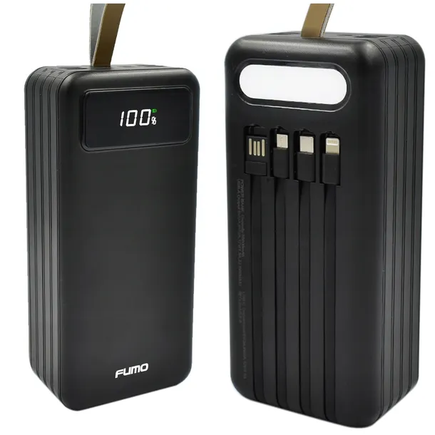 MOCNY POWERBANK POWER BANK z kablami 50000mAh 4xUSB USB-C SZYBKIE ŁADOWANIE