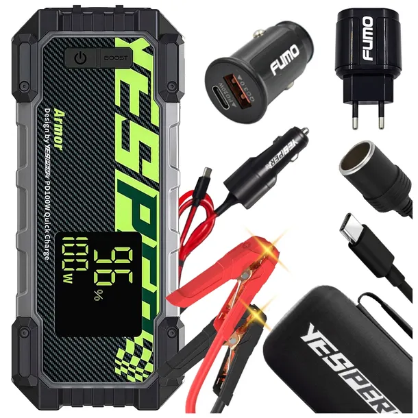 BOOSTER ROZRUCHOWY JUMP STARTER 3000A URZĄDZENIE ROZRUCHOWE ARMOR IP65 100W