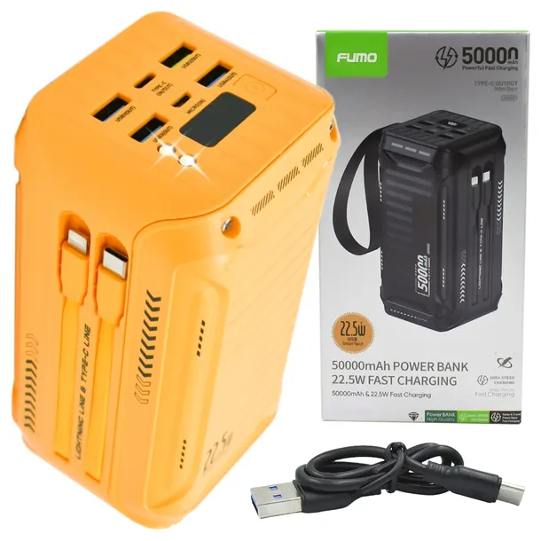 MOCNY POJEMNY POWER BANK POWERBANK 50000 mAh 4x USB USB-C SZYBKIE ŁADOWANIE