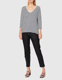 esprit-bluzka-damska-paski-dekolt-v-rekaw-3-4-bawelna-xxs-6fa